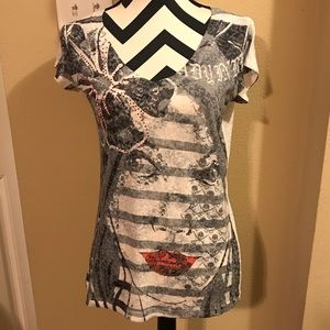 Graphic burnout shirt.